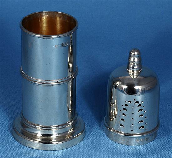 An Edwardian silver lighthouse sugar caster, by Robert Stebbings, Height 215mm, weight 7.4oz/232grms